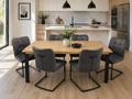 Chelsea Solid Oak Dining Table & 6 Chairs Set – Herringbone Top