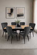 Trinity Extending Oak Dining Table & 6 Grey Fabric Chairs Set