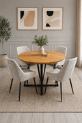 Windsor Oak Dining Table & 4 Fabric Chairs Set